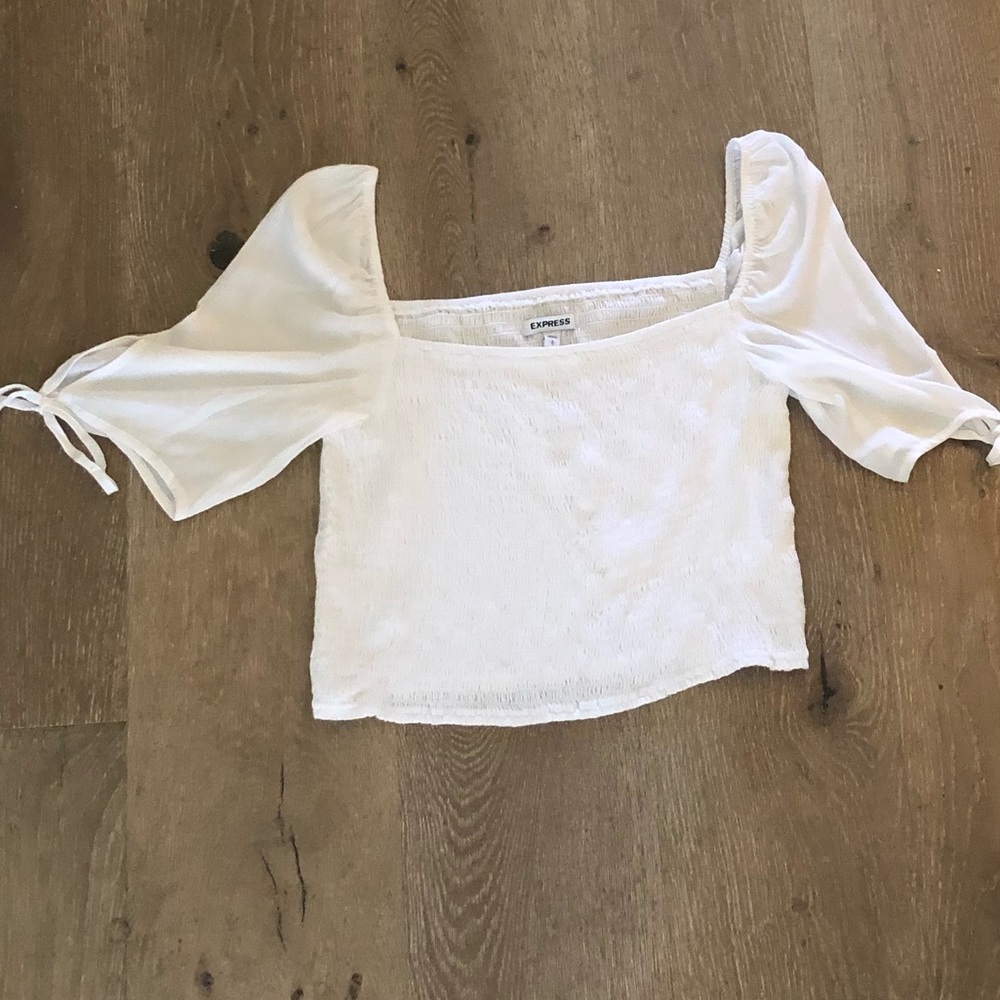 Express smocked off-shoulder top